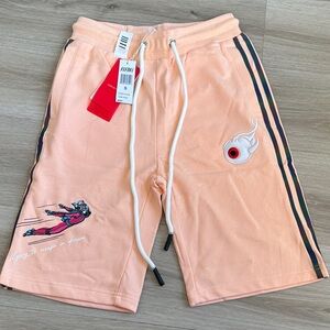 Peach Graphic Drawstring Shorts by fifth loop